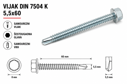 VIJAK DIN 7504 K 5,5x60
